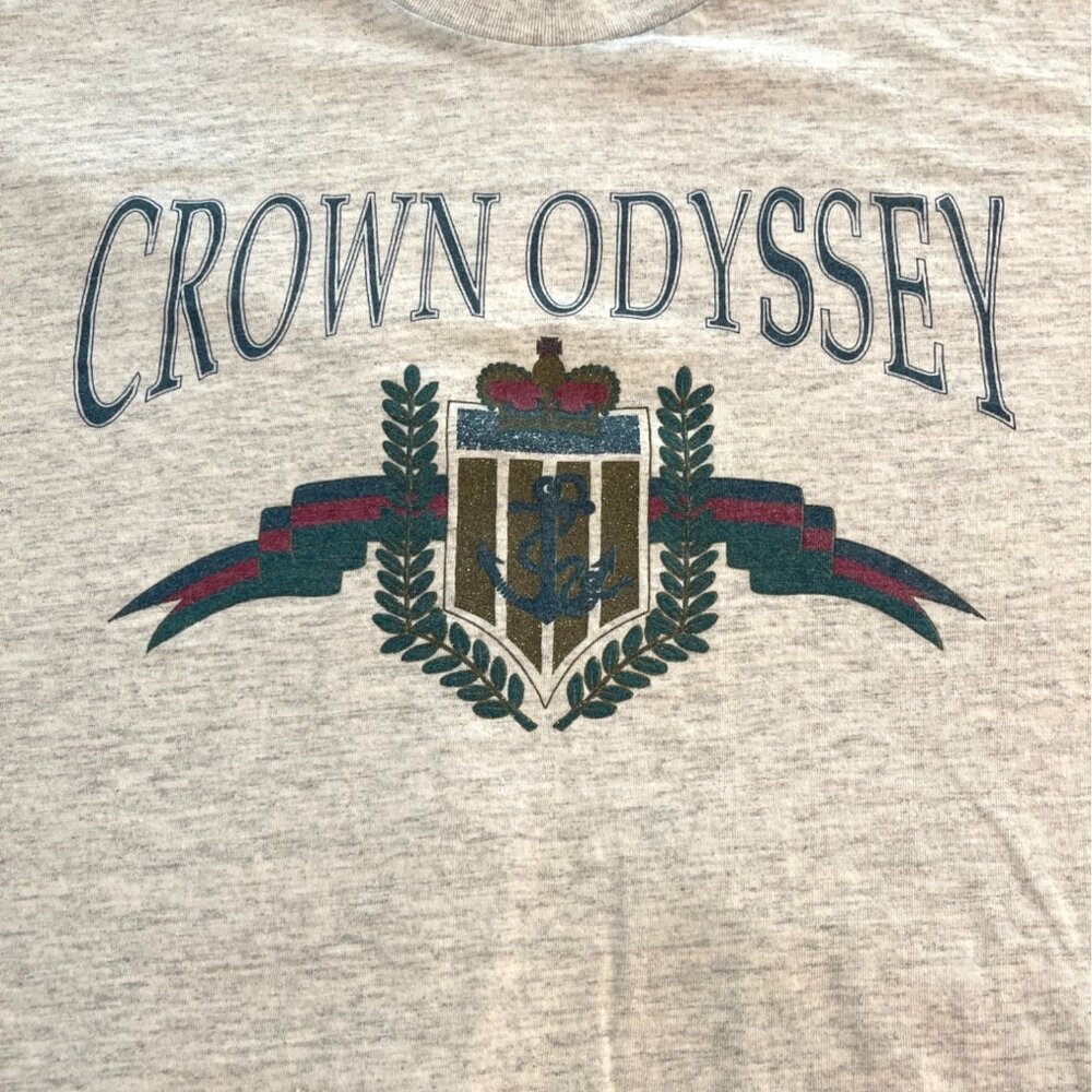 XL Cotton T Shirt Green Royal Cruise Crown Odyssey Luxury Ocean Liner Ship VTG - Picture 1 of 14